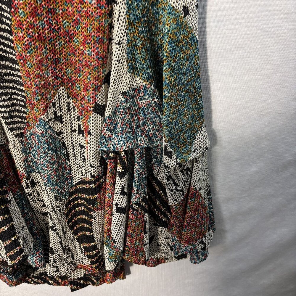 IC By Connie K Patchwork-Style Knit Sleeveless Button-Up Flared Tunic Top/Vest L - Picture 12 of 16